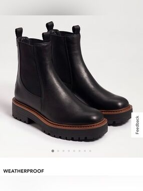 Sam Edelman Weatherproof Women's Black Leather Chelsea Lug Sole Boots